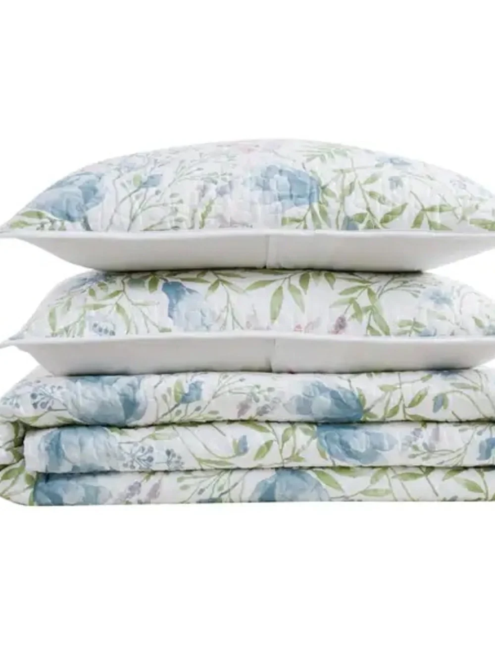 Cottage Classics Floral Quilt Set - Full/Queen, Green & Blue